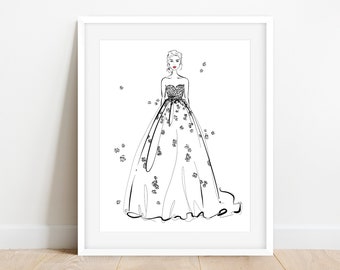 Custom Wedding Dress Illustration, Bride Gift, Wedding Gift for Bride Drawing From Photo, 1st Anniversary Gift for Her, Fashion Illustration