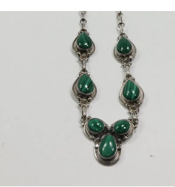 Vintage malachite and silver necklace