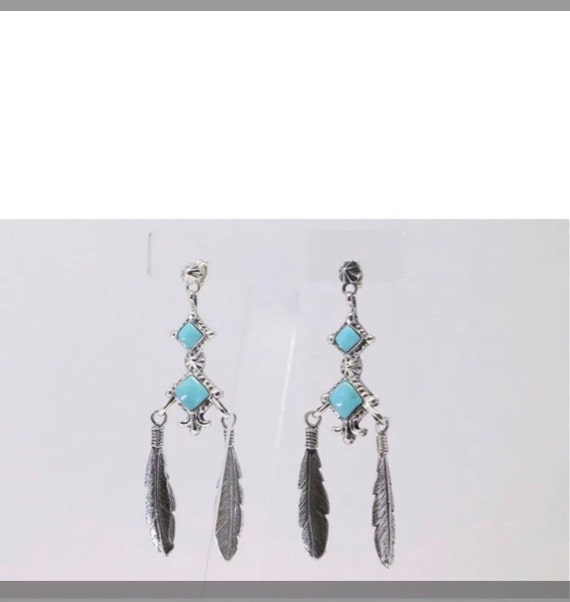 Sterling and turquise Navajo earrings - image 5