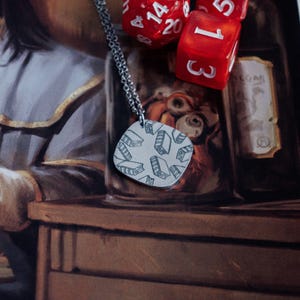 Book Pattern Necklace , Fantasy Jewelry for Women, Gift for Gamer