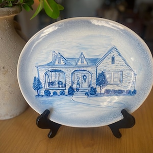 Ceramic Hand Painted platter, Custom home Plater, House Platter, Housewarming Gift