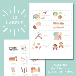 Instant Download | Square / Rectangle Printable Toy Organization | Ikea Trofast Bin Labels | Playroom & Classroom | Montessori | Homeschool