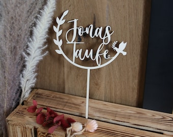 Cake Topper Taufe, Holz, personalisiert