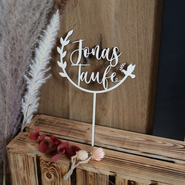 Cake Topper Taufe, Holz, personalisiert