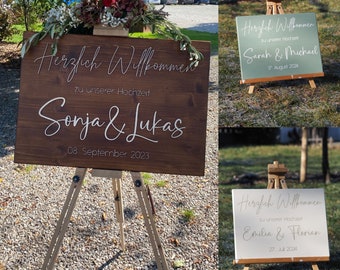 Willkommens Schild Hochzeit, personalisiert, Holz