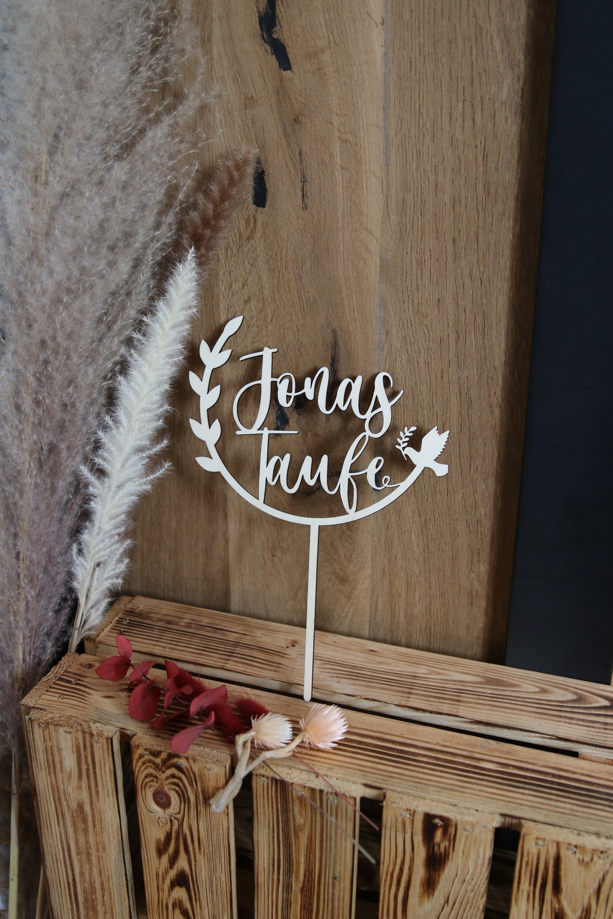 Cake Topper Baptism, wood, personalized