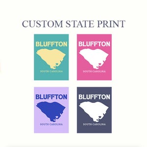 Custom State Preppy Posters - Trendy College Town & Hometown Wall Decor - College Digital Prints - Dorm Decoration - Custom State Print