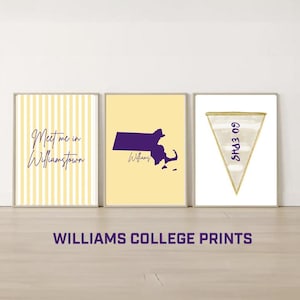 Williams College Print / Williams Poster / Williams Dorm Decor / Retro Williams / Williams Print / College Dorm Williams / Williams Prints