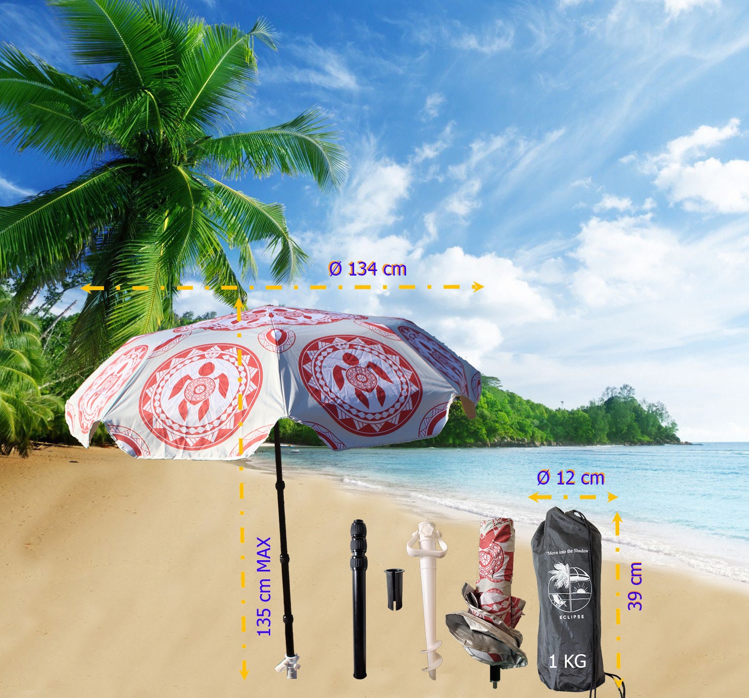 Parasol Foldable Beach Umbrella Wave Stripes Etsy