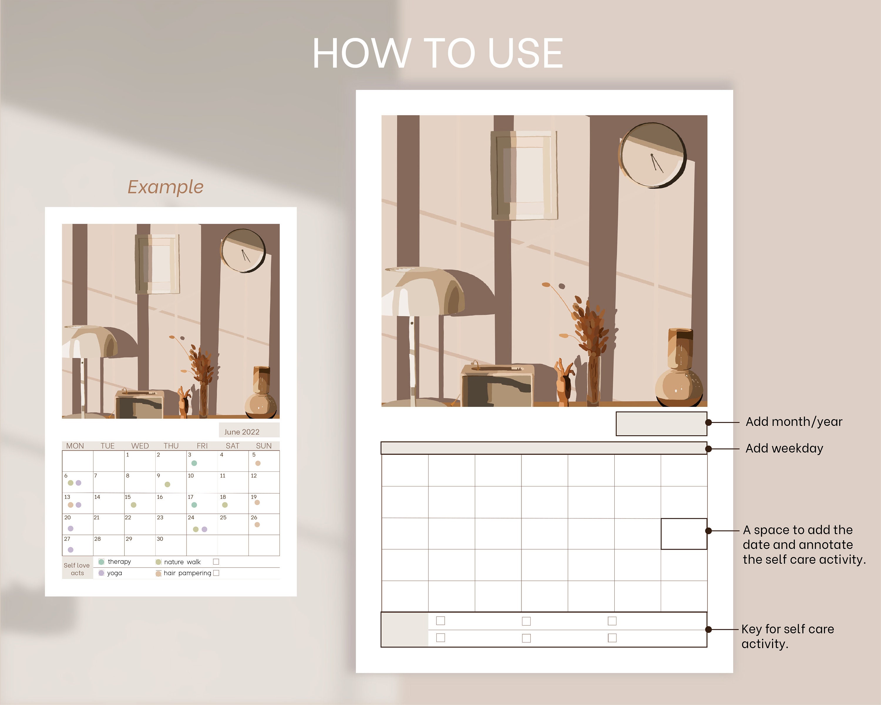 Create Monthly Wellness Routine Blank Monthly Wellness Routine Tracker, Self Care, Monthly Planner - Etsy