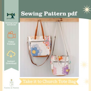 Patrón de bolso de mano para la Biblia "Llévalo a la iglesia" de Plains & Prairie (DESCARGA DIGITAL)