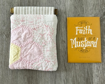 Vintage quilt "seed garden" pouch