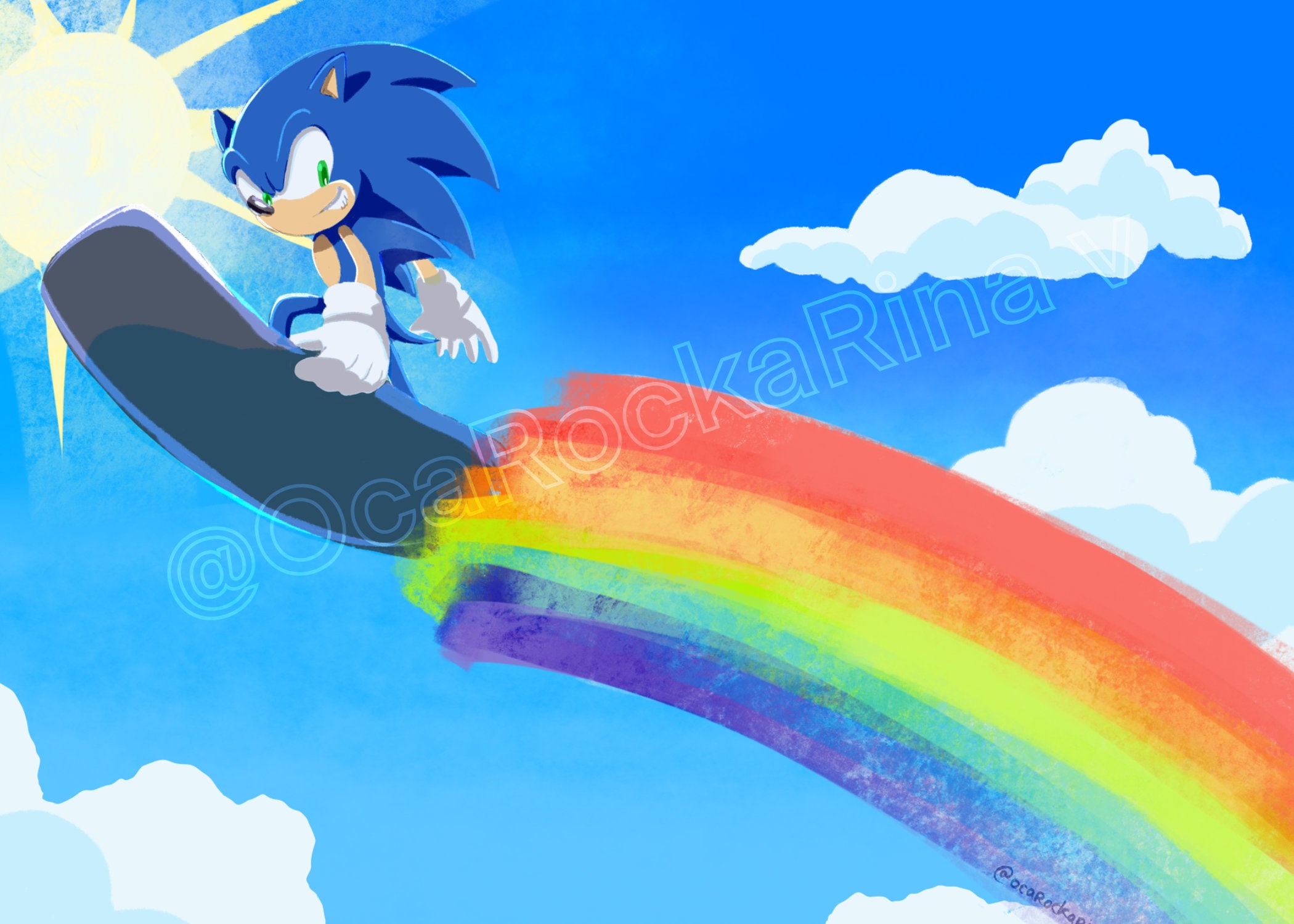 SONIC “follow Your Rainbow” 5x7 Glossy Art Print (heavy Cardstock