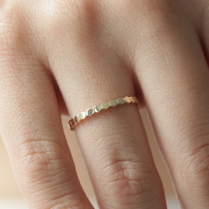 Solid Gold Hexagon Ring: Dainty Geometric Stacking Ring