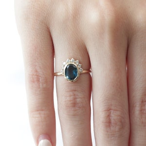 Handmade London Topaz Ring: Solid Gold & Zircon Dainty Ring