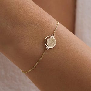 Personalized Fingerprint Bracelet - Solid Gold Custom Memorial Identity Jewelry Gift for Her