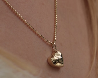 14k Gold Urn Heart Necklace/Handmade Gold Urn Heart Necklace/ Gold Personalized Heart Necklace/Solid Gold Heart Necklace