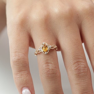 10k/14k/18k Gold 6x4MM Genuine Citrine Ring/Solid Gold Oval Citrine Ring/Handmade Gold Citrine Ring/Best Mothers Day Gift/ Christmas Gift