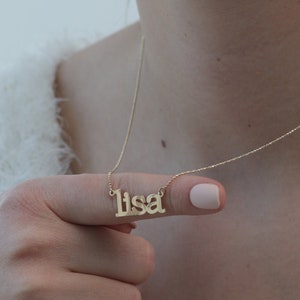 14k Gold Name Necklace/Handmade Gold Name Necklace/Gold Personalized Name Necklace/Solid Gold Name Necklace/Gifts for her/Mothers day gift