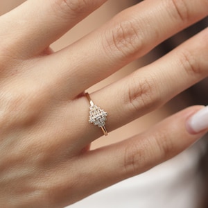 Baguette Cubic Zirconia Wedding Ring: Solid 14k Gold Minimalist Band