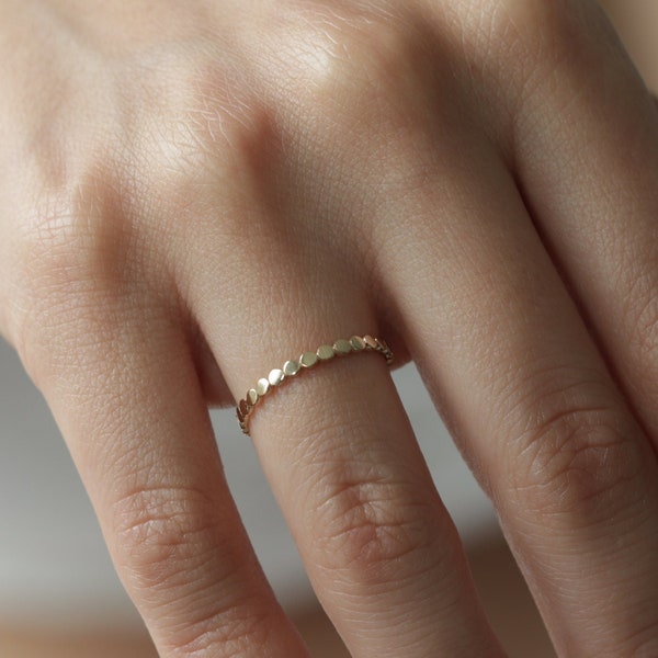10k/14k/18k Solid Gold Dot Eternity Stack Ring / Gold Beaded Ring / Stacking Ring / Dainty Thumb Ring/ Mother's Day Gift /Christmas Gift