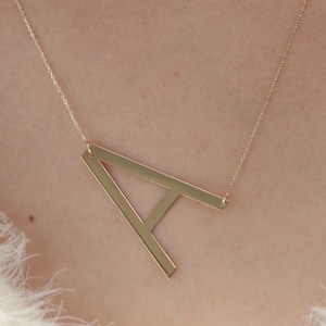 Colar de letras grandes de ouro 10k/14k/18k/colar de monograma personalizado/colar inicial feito à mão/colar inicial personalizado