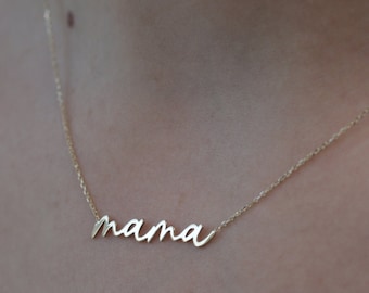 10k/14k/18k Gold Mama Necklace/Personalized Gold Mama Necklace/Handmade Mama Necklace/Solid Gold Mama Necklace/Mother Necklace/Gift for Mom