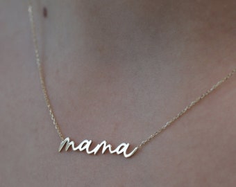 Collier Mama or 10k/14k/18k/Collier Mama or personnalisé/Collier Mama fait main/Collier Mama or massif/Collier mère/Cadeau pour maman