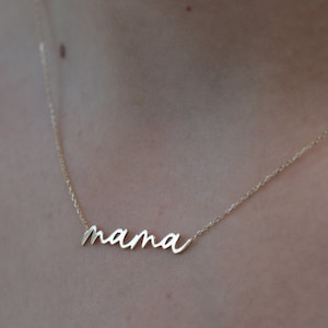 10k, 14k, 18k Gold Mama Necklace, Personalized Gold Mama Necklace, Handmade Mama Necklace, Solid Gold Mama Necklace, Mother Necklace