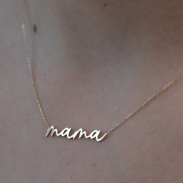 Collier Mama or 10k/14k/18k/Collier Mama or personnalisé/Collier Mama fait main/Collier Mama or massif/Collier mère/Cadeau pour maman