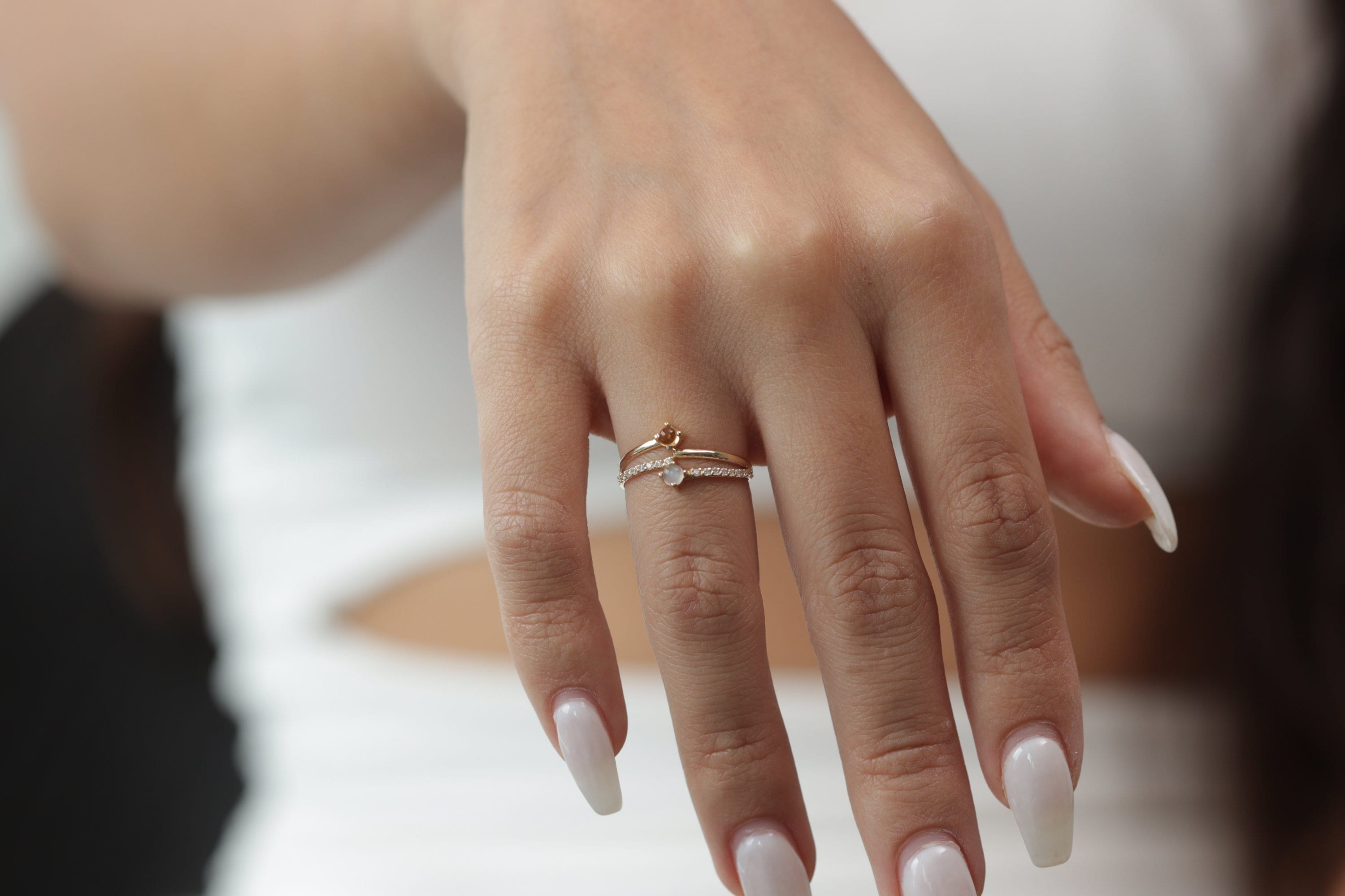 10k, 14k, 18k Gold Genuine Moonstone and Citrine Ring, Solid Gold Moonstone, Citrine Ring, Handmade Gold Citrine Ring, Best Mothers Day Gift