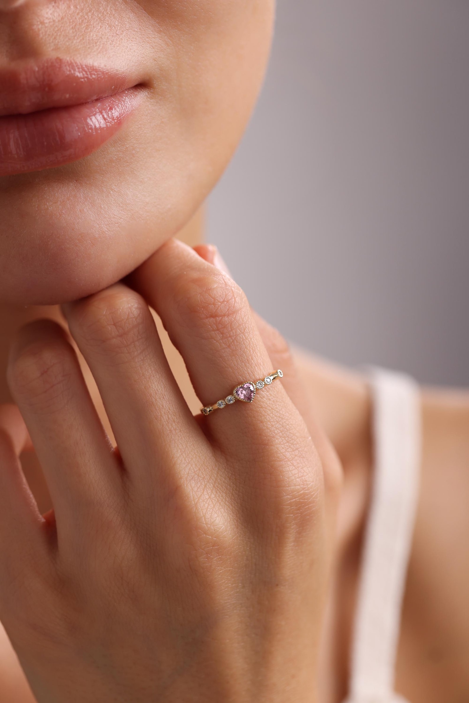 HAPPY HEART PINK GOLD RING
