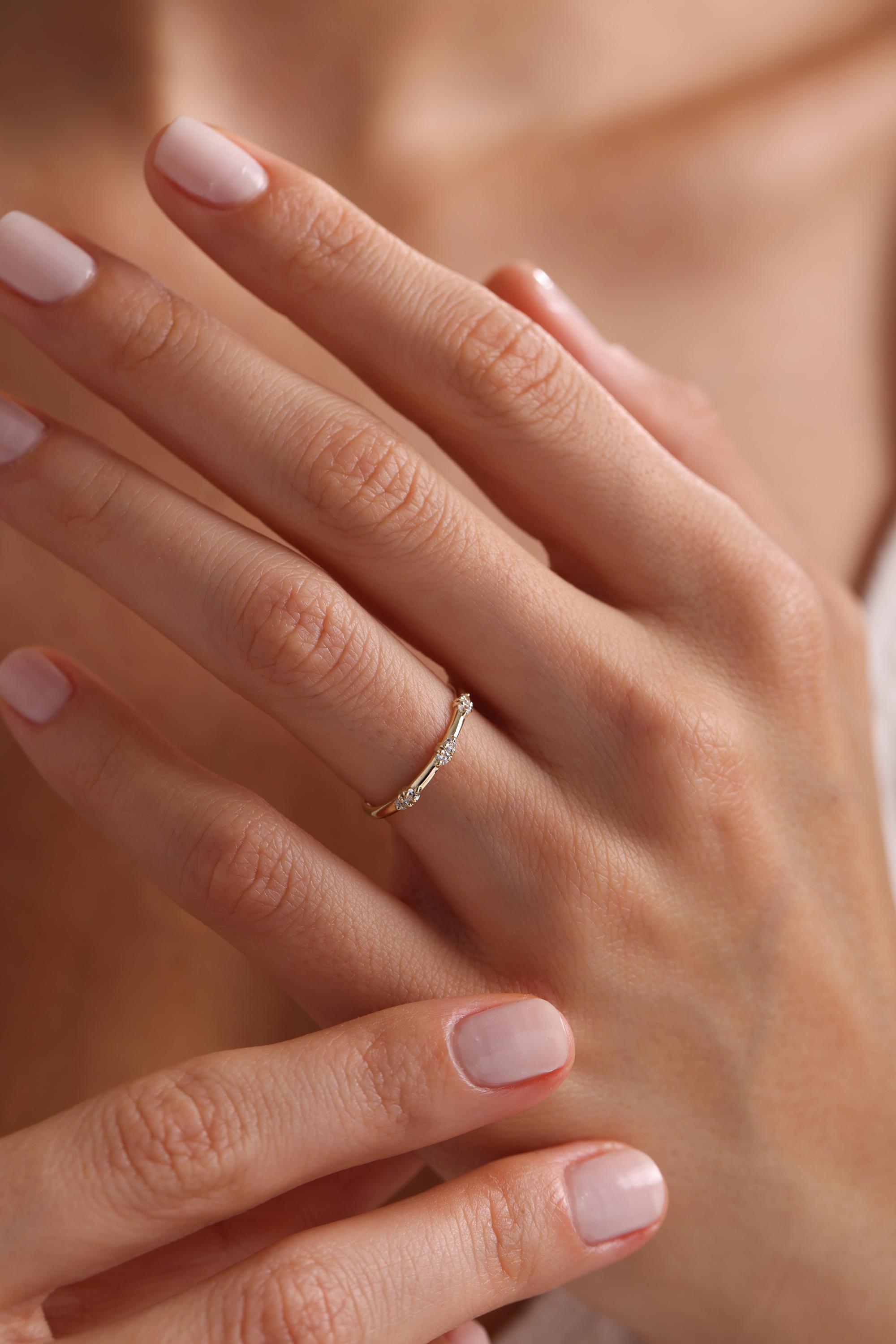 Dainty Cubic Zirconia Ring: Handmade Solid Gold CZ Ring - Etsy