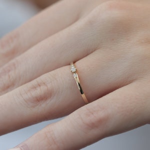 10k/14k/18k Gold Three Diamond Ring / Solid Gold Diamond Ring / Handmade Diamond Ring / Dainty Ring / Best Mother's Day Gift image 5