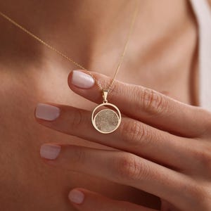 10k, 14k, 18k Solid Gold Fingerprint Necklace, Gold Round Fingerprint Necklace, Handmade Memorial Necklace, Memorial Gifts