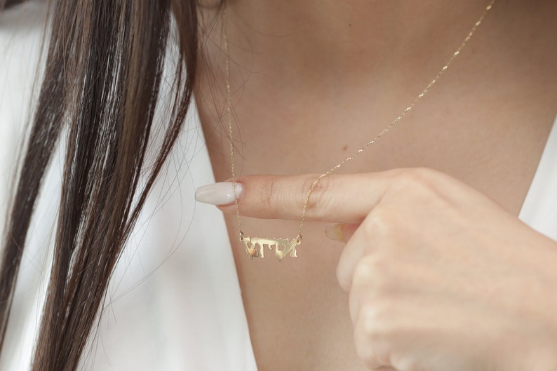 10k/14k/18k Gold Hebrew Name Necklace/Personalized Hebrew Name Necklace/ Handmade Hebrew Name Necklace/ Solid Gold Name Necklace image 5