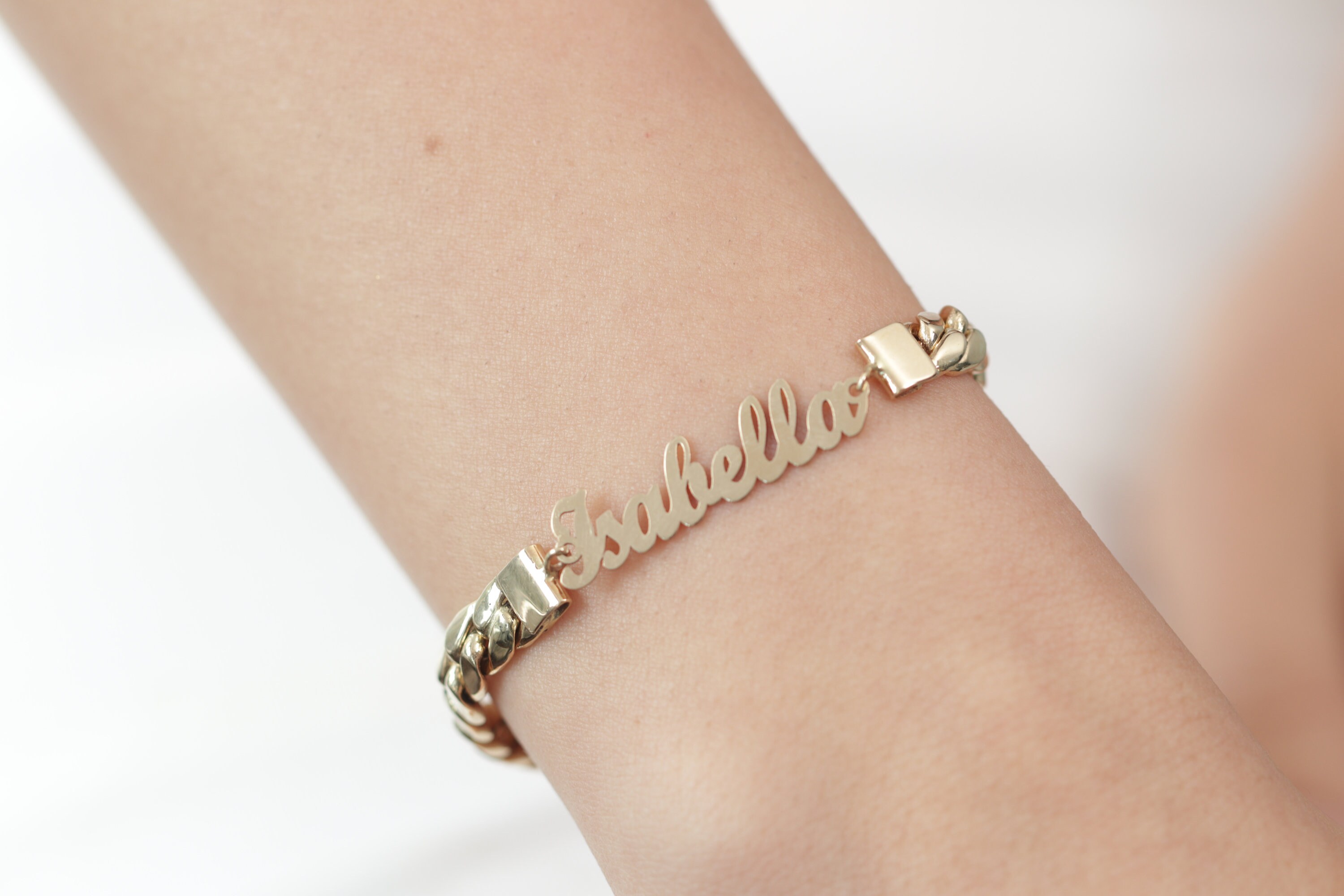 White gold 2024 name bracelet