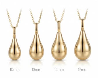 14k Gold Teardrop Urne Halskette - Minimalist Erinnerungsanhänger