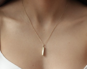 Silver Twisted Urn Bar Necklace Memorial Ash Pendant