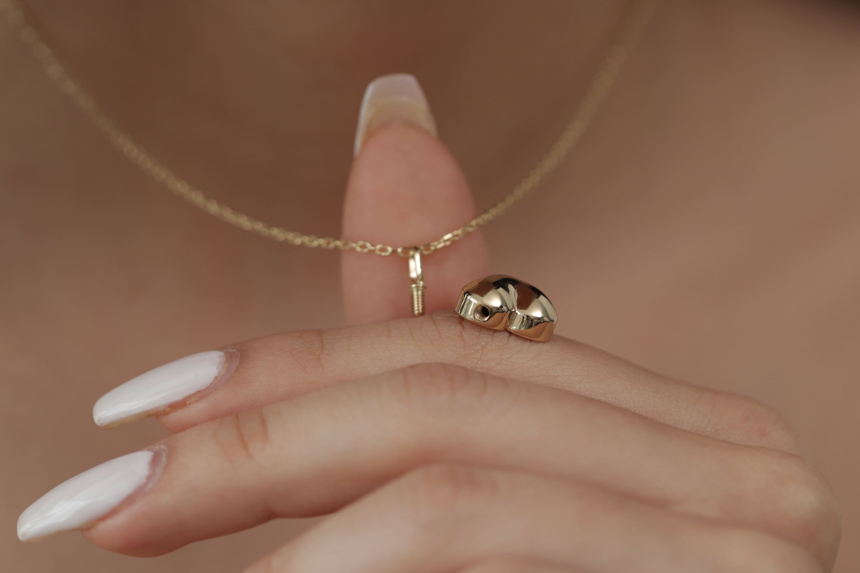 Gold Urn Heart Necklace, Handmade Gold Urn Heart Necklace, Gold Personalized Heart Necklace, Solid Gold Heart Necklace