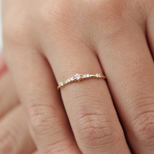 10k/14k/18k Gold Seven Diamond Ring / Solid Gold Diamond Ring / Handmade Diamond Ring / Dainty Ring / Best Mother's Day Gift/ Christmas Gift image 2