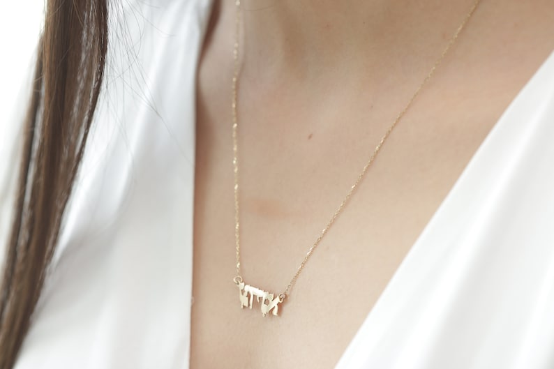 10k/14k/18k Gold Hebrew Name Necklace/Personalized Hebrew Name Necklace/ Handmade Hebrew Name Necklace/ Solid Gold Name Necklace image 2