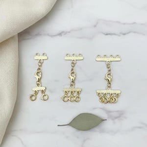 14k Solid Gold Necklace Layering Clasp: Multi Strand Detangler
