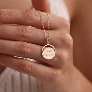 Solid Gold Fingerprint Necklace, Gold Round Fingerprint Necklace, Handmade Memorial Necklace, Memorial Gifts, Christmas Gift