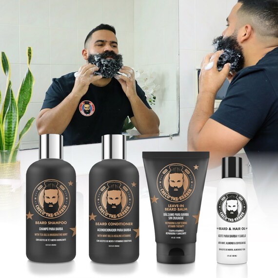 Beard Kits: Beard & Hair Oil, Beard Shampoo, Leave-in Beard Balm, Beard Conditioner, select your preferred Beard Grooming kit-4PCS-3PCS