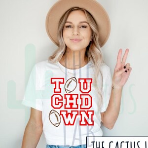 Touchdown! SVG/PNG voetbal, zondag, sport, rood, grappig, schattig, aftrap, unisex, universiteitsvoetbal, profvoetbal, super