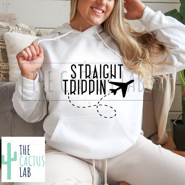 Straight Trippin' SVG + PNG Travel, Airplane, plane, traveling, private jet, coach, flying first class, adventure, world traveler, attendant