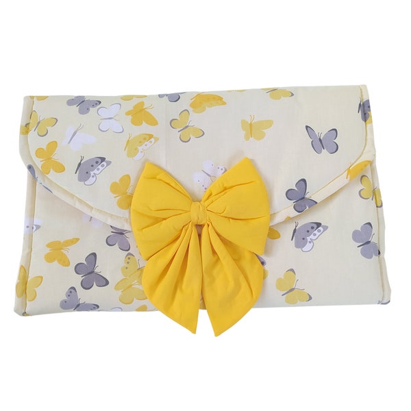 Best portable diaper changing mat for baby, Butterfly-patterned portable nappy changing clutch that you can use at home or while traveling