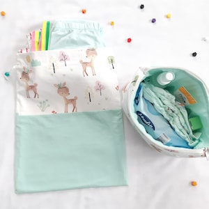 Zippered Diaper Bag and Drawstring Clothing Pouch, Baby Care Organizer for Travel