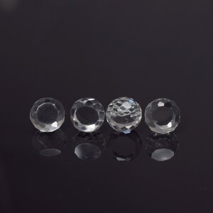 4 Pcs AAA+ Quality Natural Crystal Quartz Round Crystal Quartz Natural Clear Quartz Both Side Checker Cut Tyre Loose Gemstone Size - 11X8 MM